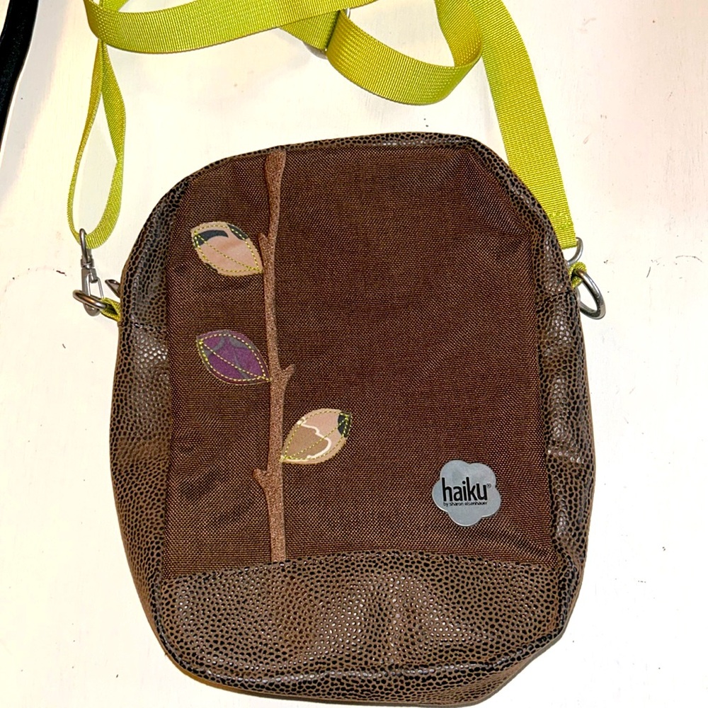 Haiku brown/green crossbody shoulder bag
